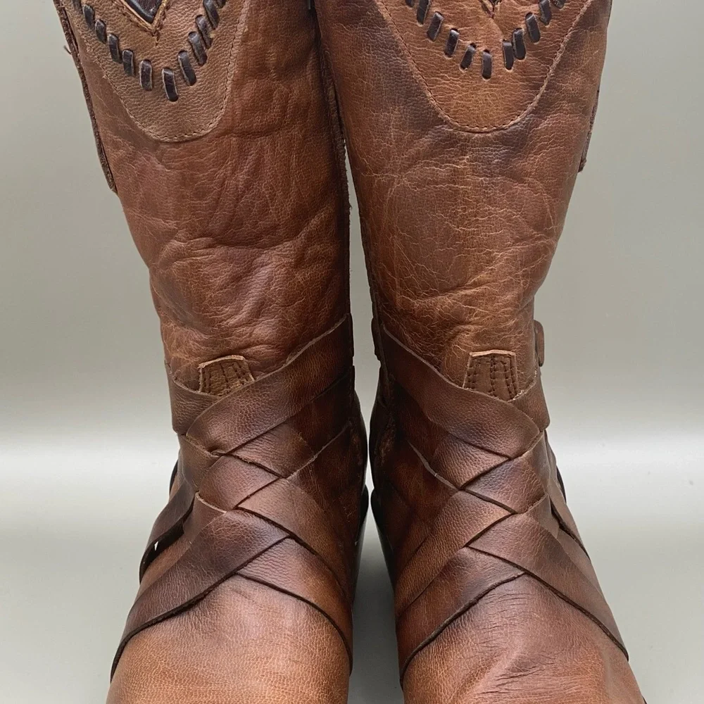 Texas Country Women’s Brown Leather Western Cowboy Boots Pointed Toe Size 7 - Picture 6 of 16